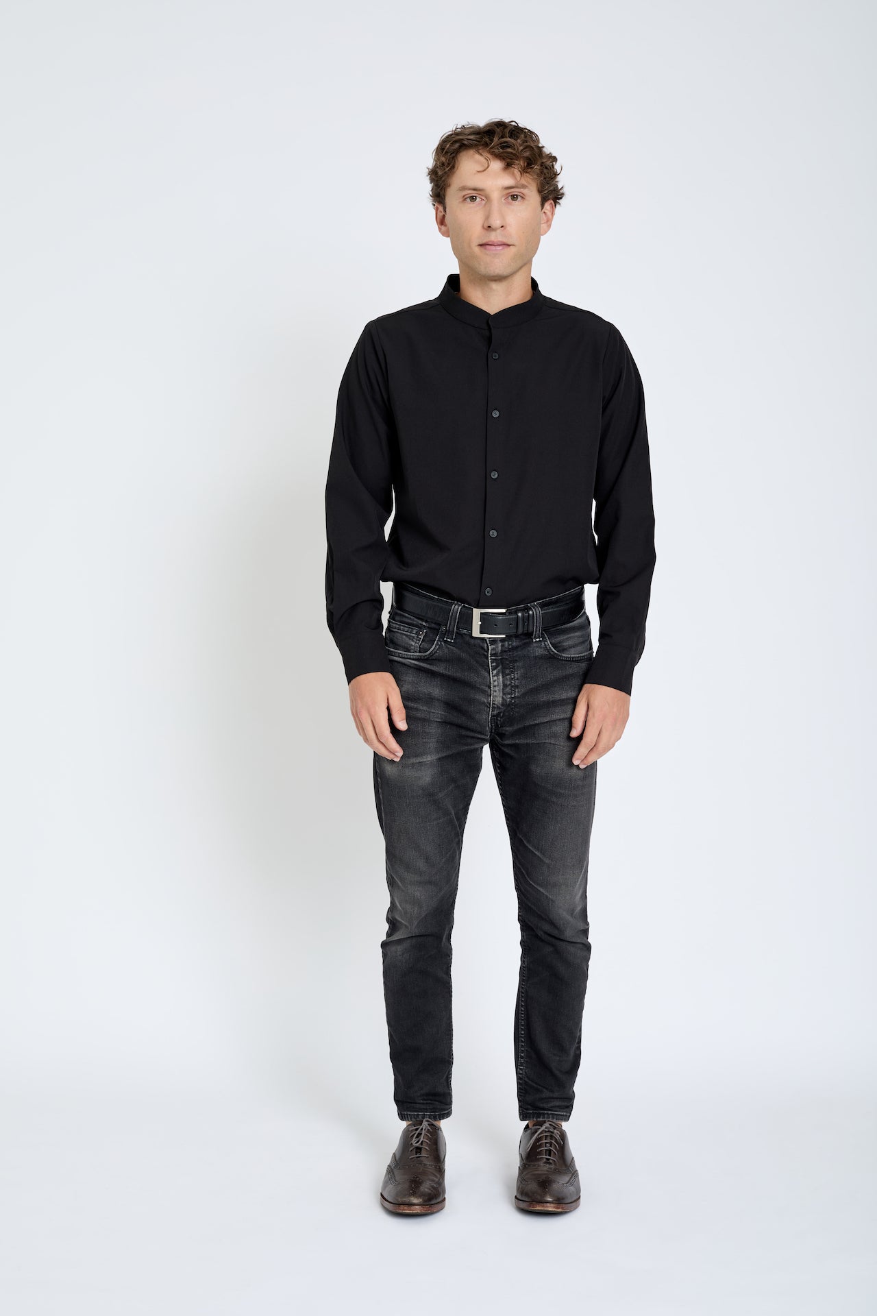 Men's Essential Band Collar Button Down (Currently Wholesale Only)