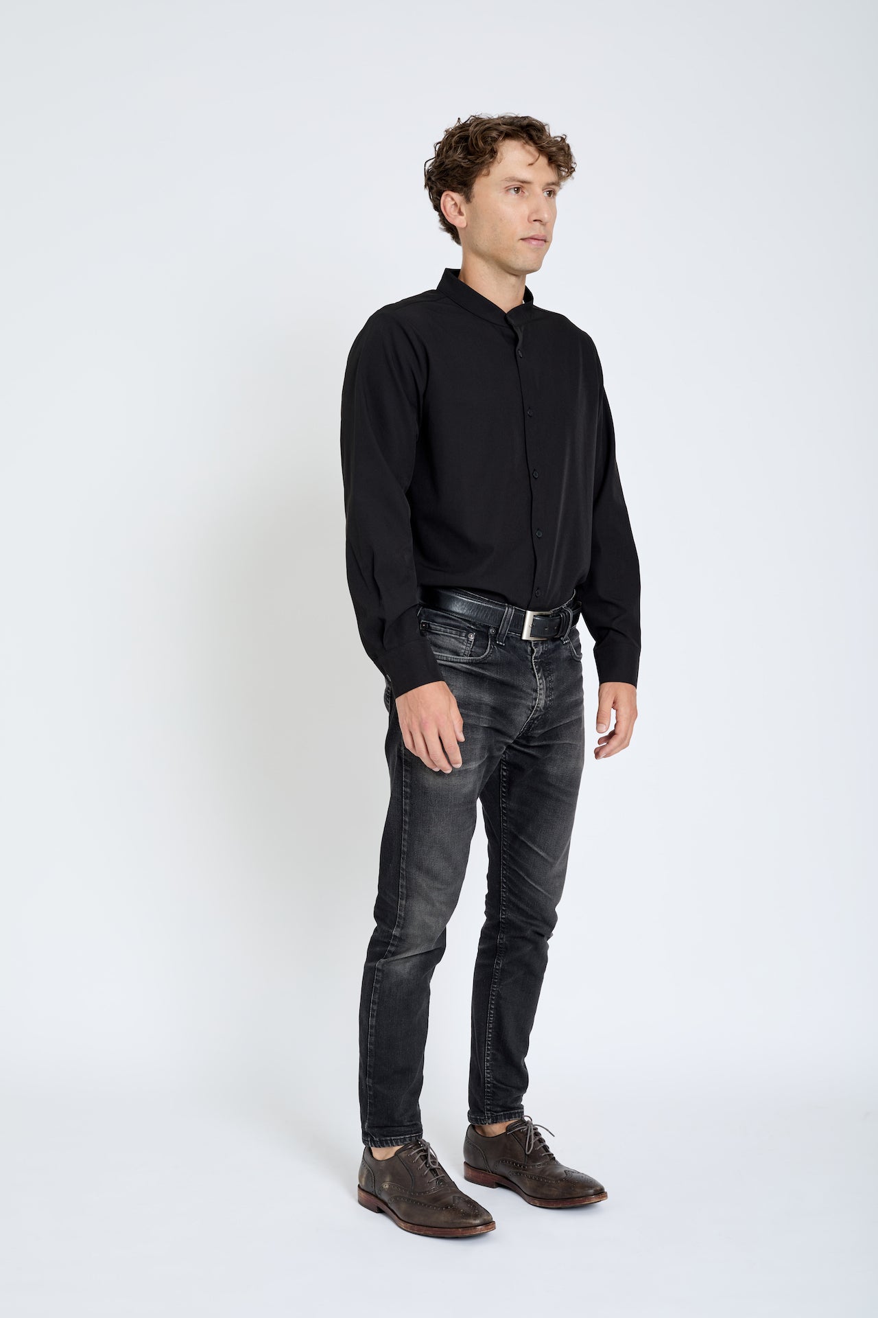 Men's Essential Band Collar Button Down (Currently Wholesale Only)