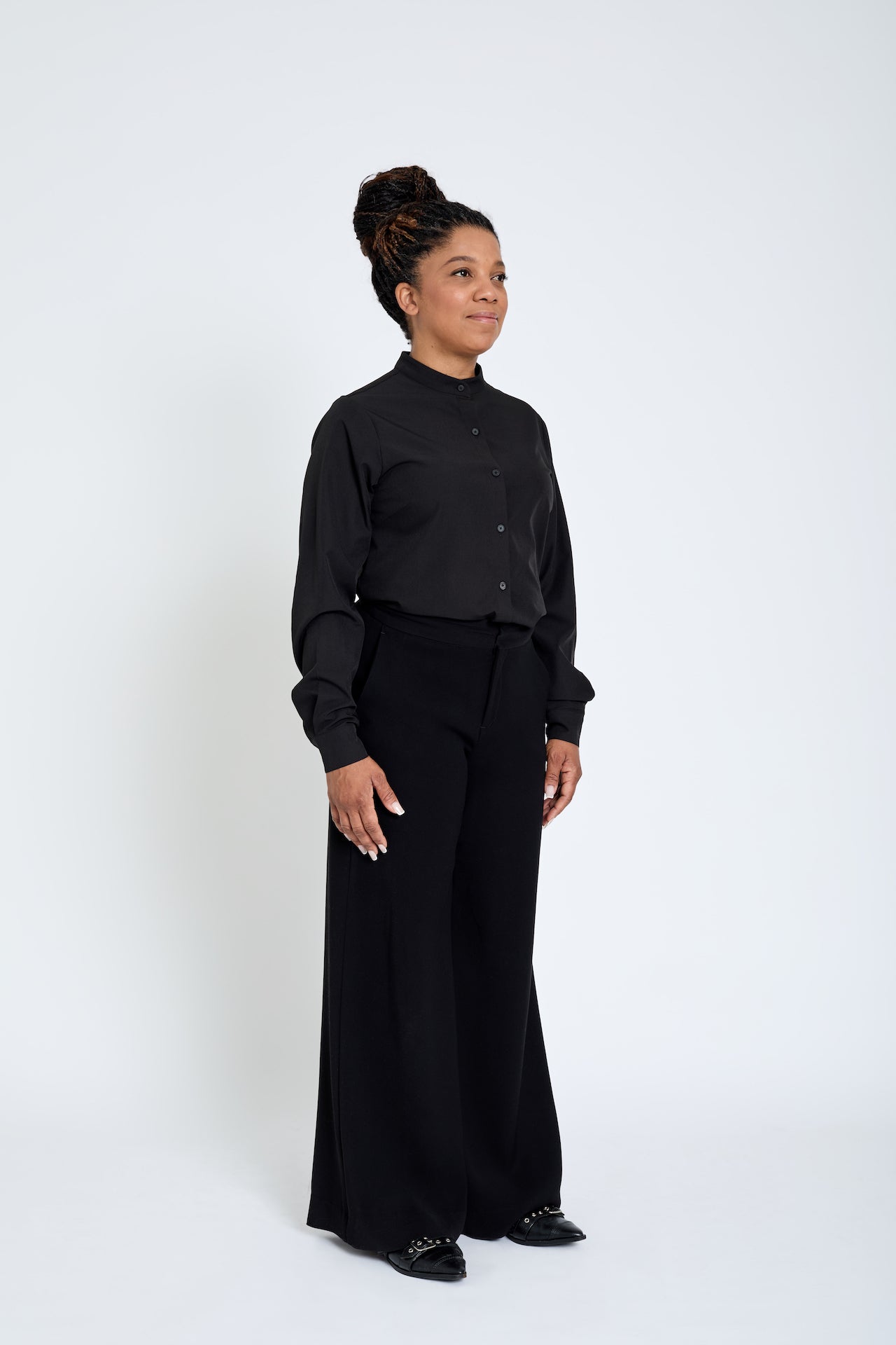 Women's Essential Band Collar Button Down (Currently Wholesale Only)